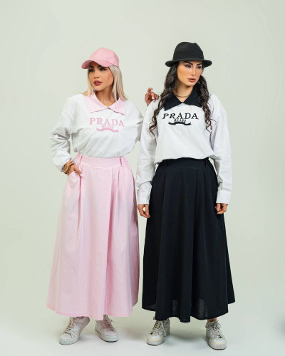ست شومیز دامن prada جنس لینن درجه یک فری سایز مناسب (۳۶تا۴۴)در ۷رنگ